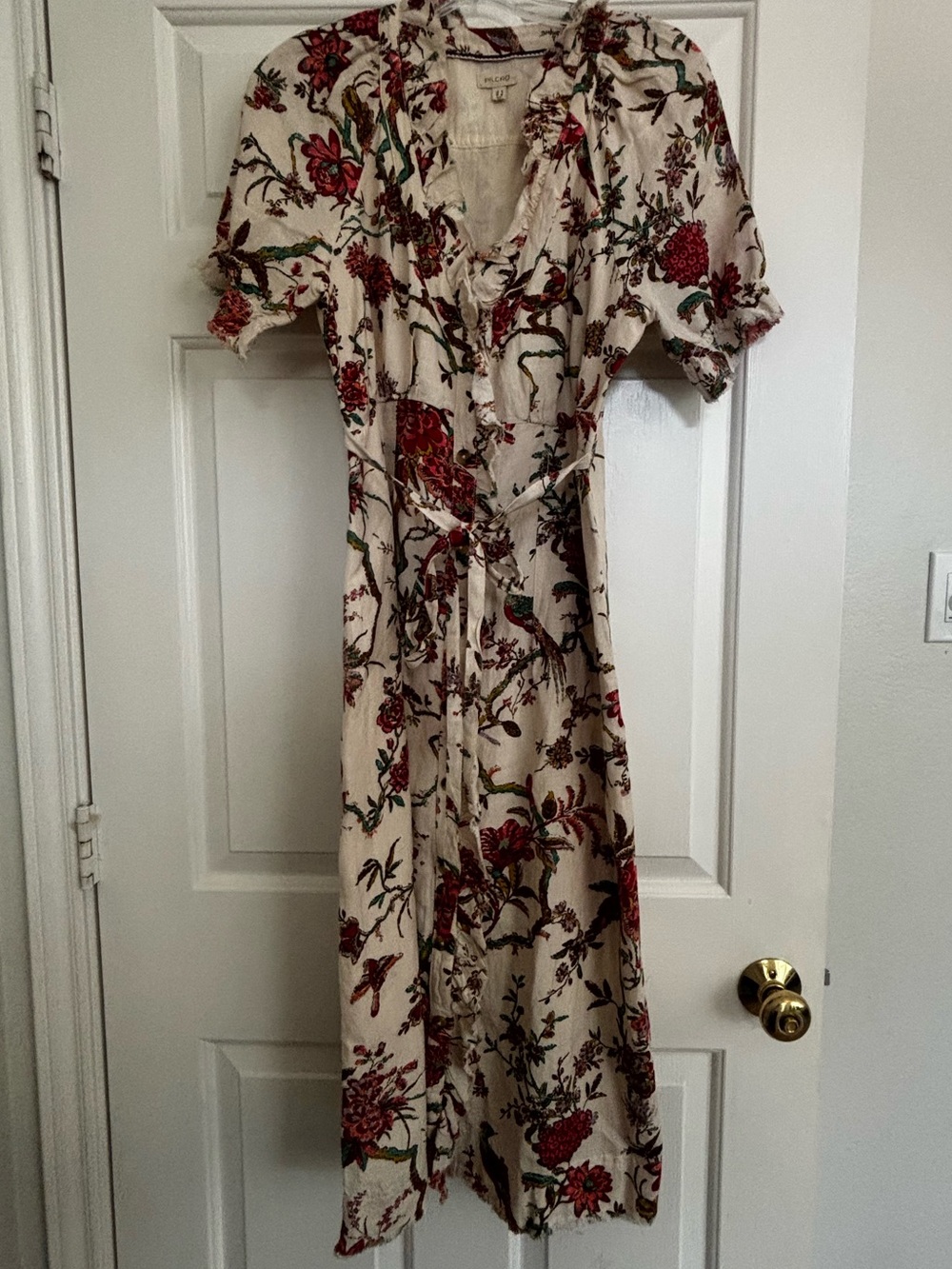 Anthropologie- Pilcro Cream Floral Midi Wrap Dress- Like New